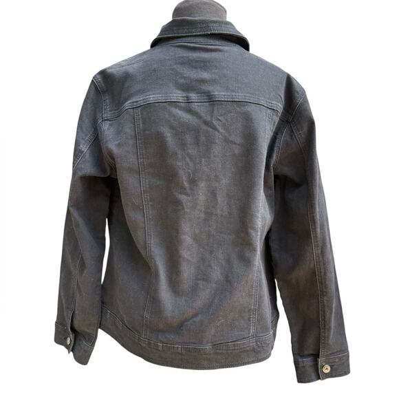 Y2K Silver Studded Black Denim Trucker Jacket Women's Size M Edgy Western Baddie - Picture 6 of 8